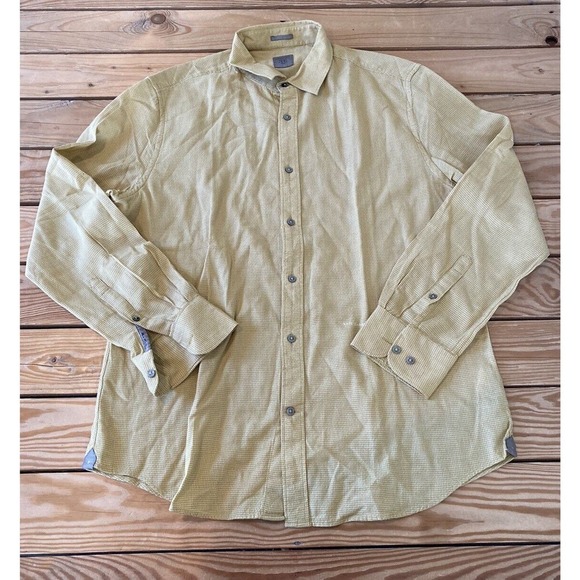 Rare Rabbit Button Up Shirt Size Large Men’s Yellow Long Sleeve - Picture 1 of 8